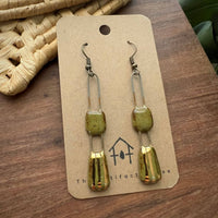 Speckled Olive Two Piece Gold Lined Earrings