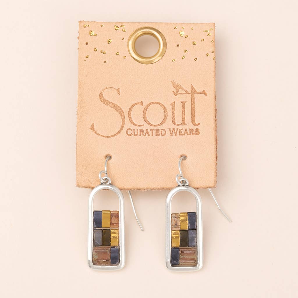 Good Karma Miyuki Frame Earring - Gunmetal/Silver / Scout