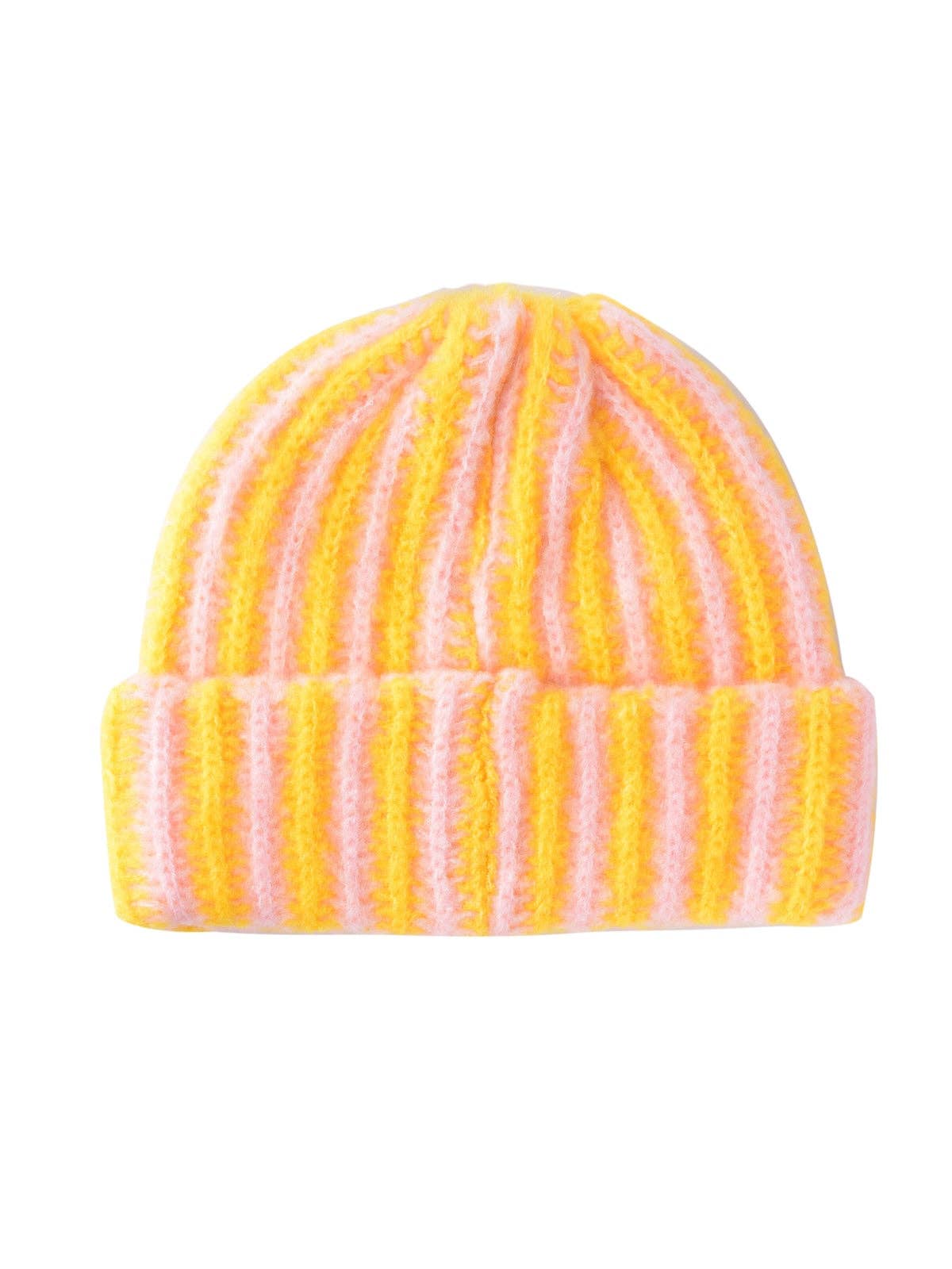 Haila - Color-block Striped Cuffed Knitted Beanie - Warm & Stylish