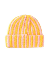 Haila - Color-block Striped Cuffed Knitted Beanie - Warm & Stylish