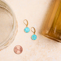 December Birthstone Earrings - Genuine Turquoise Circle Leverback 14k Gold Filled / Soul & Little Rose