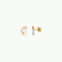 Artist Palette Enamel Flat Back Earrings
