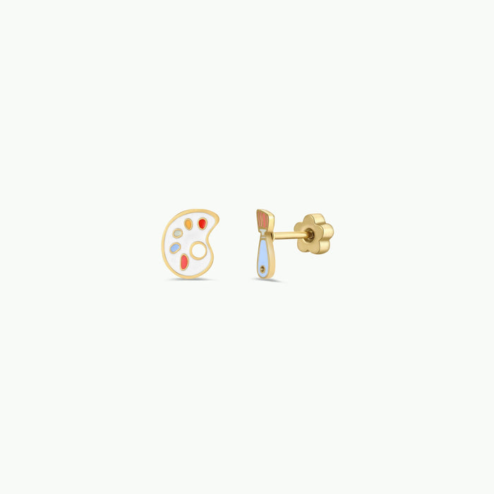 Artist Palette Enamel Flat Back Earrings