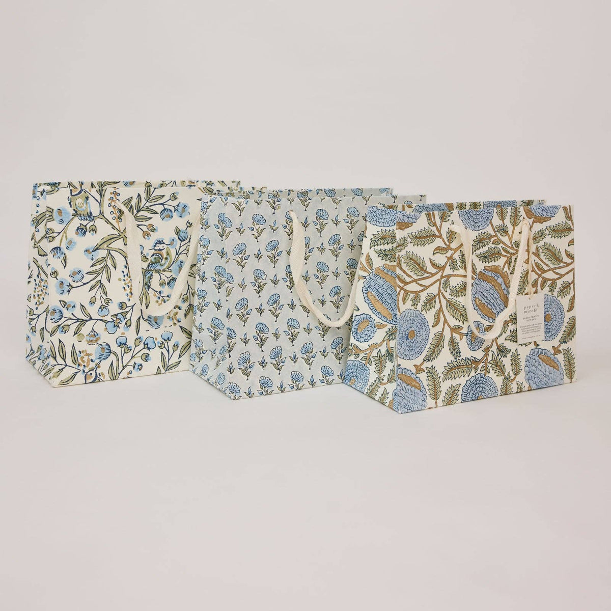 Block Printed Gift Bags (Medium) - Blue Stone Refresh
