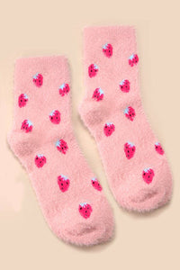 Warm Fuzzy Socks - Cute Fruit Motifs - Soft Chinlon