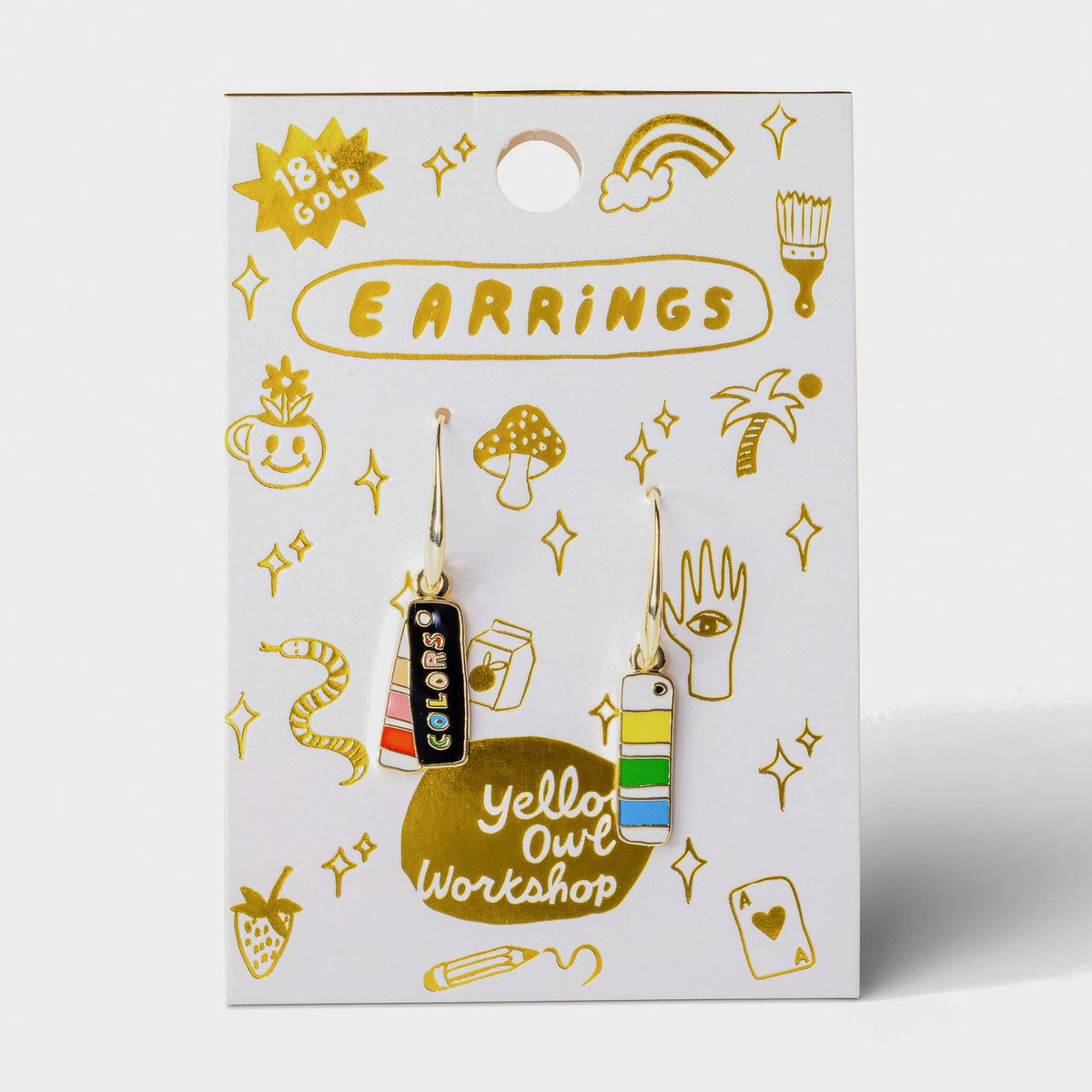 Color Swatch Book Drop Earrings | Artist Gold Jewelry Gift