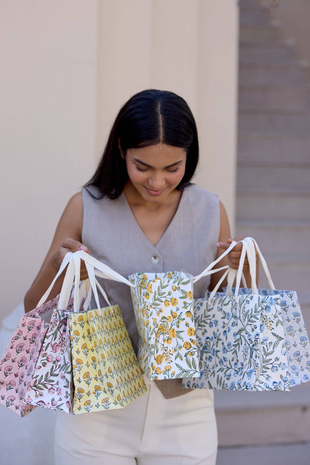 Block Printed Gift Bags (Medium) - Blue Stone Refresh