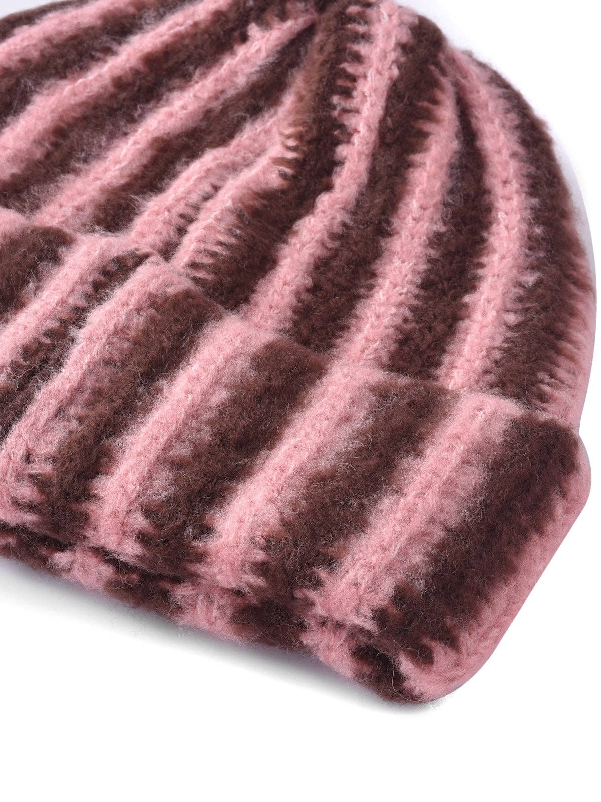 Haila - Color-block Striped Cuffed Knitted Beanie - Warm & Stylish