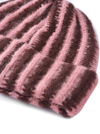 Haila - Color-block Striped Cuffed Knitted Beanie - Warm & Stylish