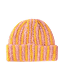 Haila - Color-block Striped Cuffed Knitted Beanie - Warm & Stylish