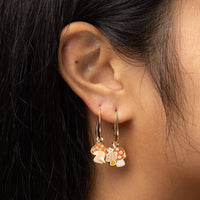 Magic Mushroom Gold Drop Earrings | Psychedelic 70s Jewelry