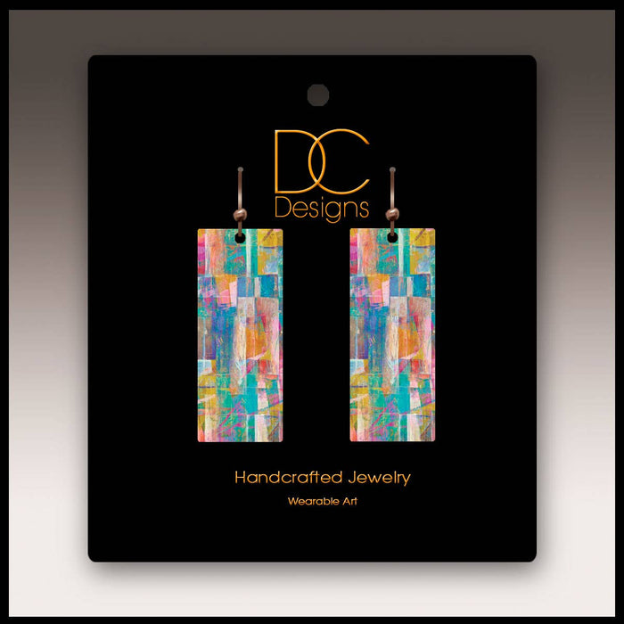 Mosaic Abstract Rectangle Handmade Earrings