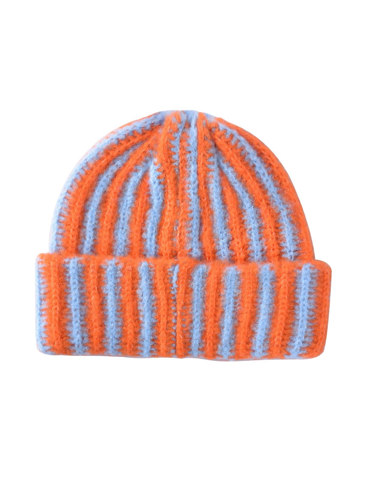 Haila - Color-block Striped Cuffed Knitted Beanie - Warm & Stylish