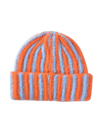 Haila - Color-block Striped Cuffed Knitted Beanie - Warm & Stylish