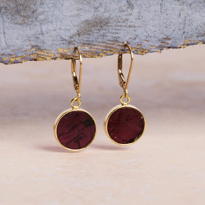 January Birthstone Garnet Earrings - Leverback 14k Gold Filled Drop Earrings / Soul & Little Rose