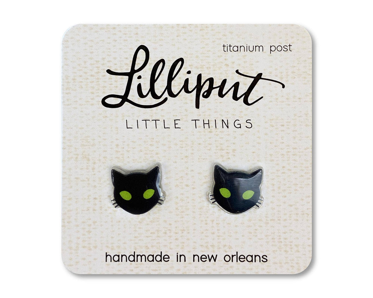 Spooky Black Cat Earrings / Lilliput