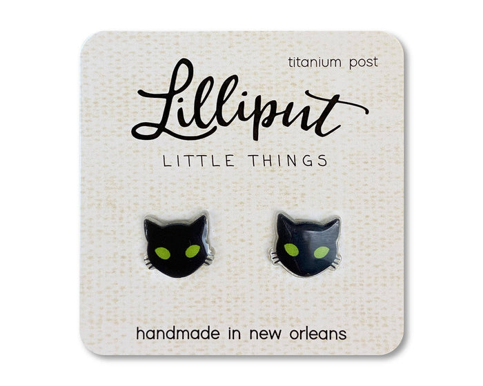 Spooky Black Cat Earrings / Lilliput