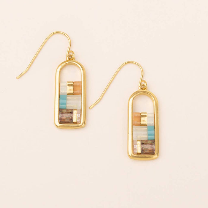 Good Karma Miyuki Frame Earring - Mint/Peach/Gold / Scout