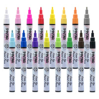 PINTAR Premium Acrylic Paint Pens - 1mm Fine Tip Pens For Rock Painting, Ceramic Glass, Wood, Paper, Fabric & Porcelain, Water Resistant Paint Set, Surface Pen, Craft Supplies, DIY Project (16 colours)