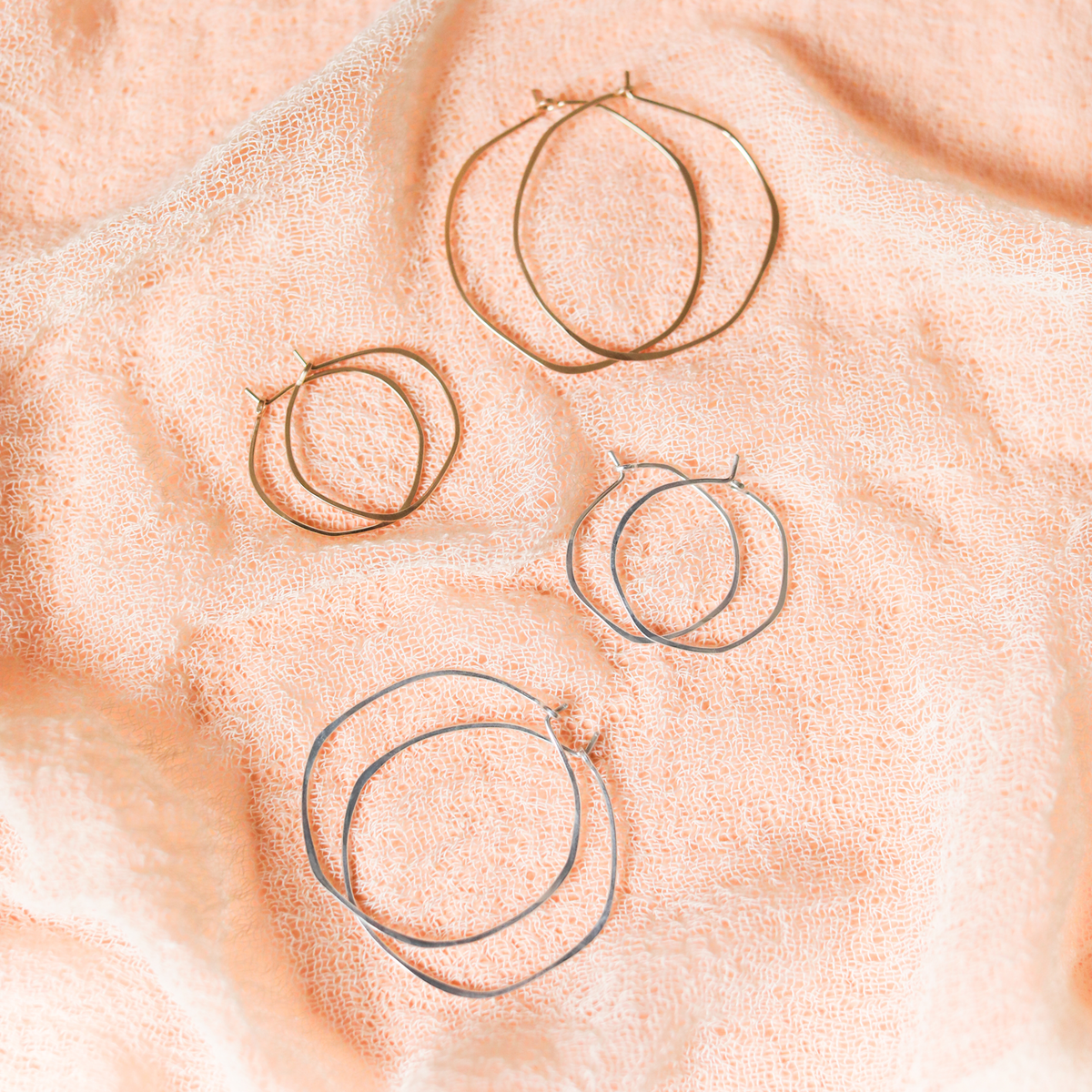 Minimal Hoop Earrings Handmade LARGE ORGANIC CIRCLE