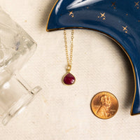 Ruby Teardrop Pendant Gold Necklace / Soul & Little Rose