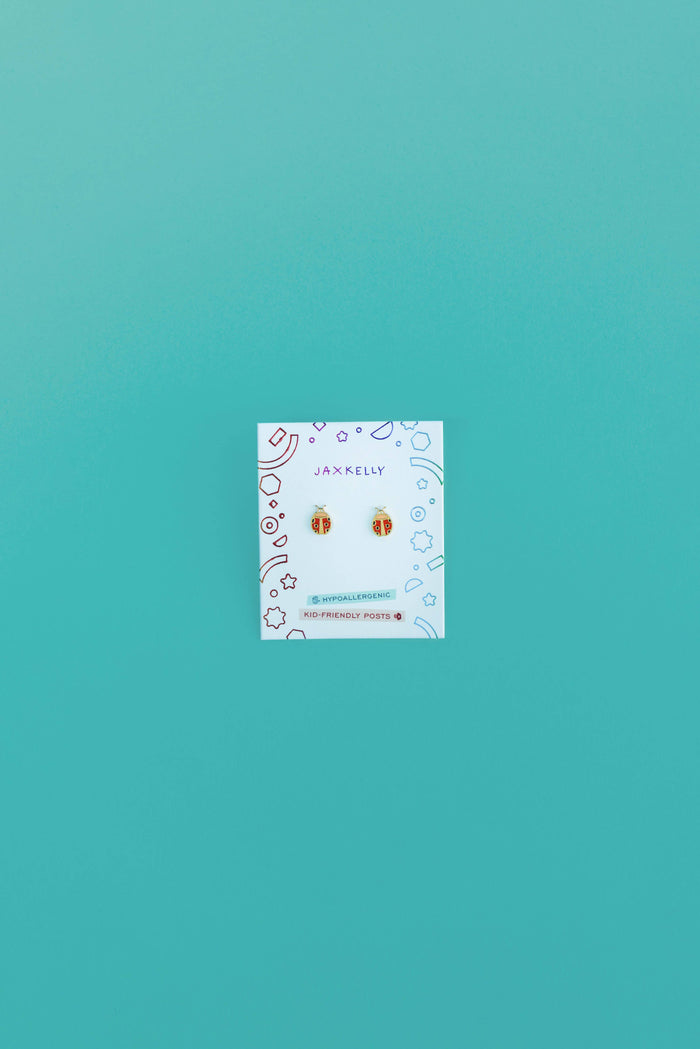 Ladybug Enamel Flat Back Kids Earrings