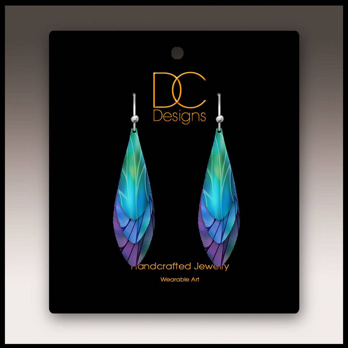 Blue Aurora Abstract Multilayer Drop Handmade Earrings