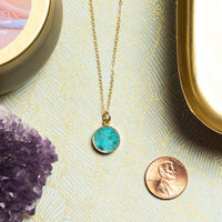 Turquoise 14K Gold Filled Round Pendant Necklace