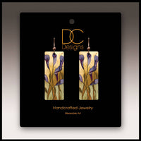 Calla Lily Purple Rectangle Handmade Earrings
