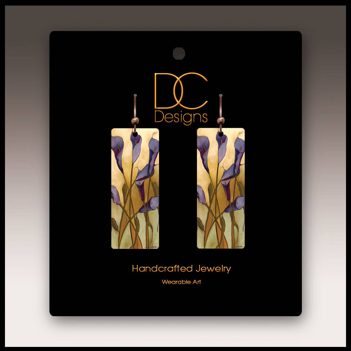 Calla Lily Purple Rectangle Handmade Earrings