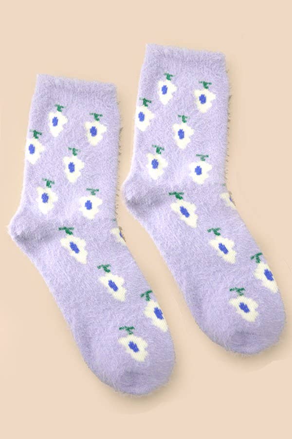 Warm Fuzzy Socks - Cute Fruit Motifs - Soft Chinlon