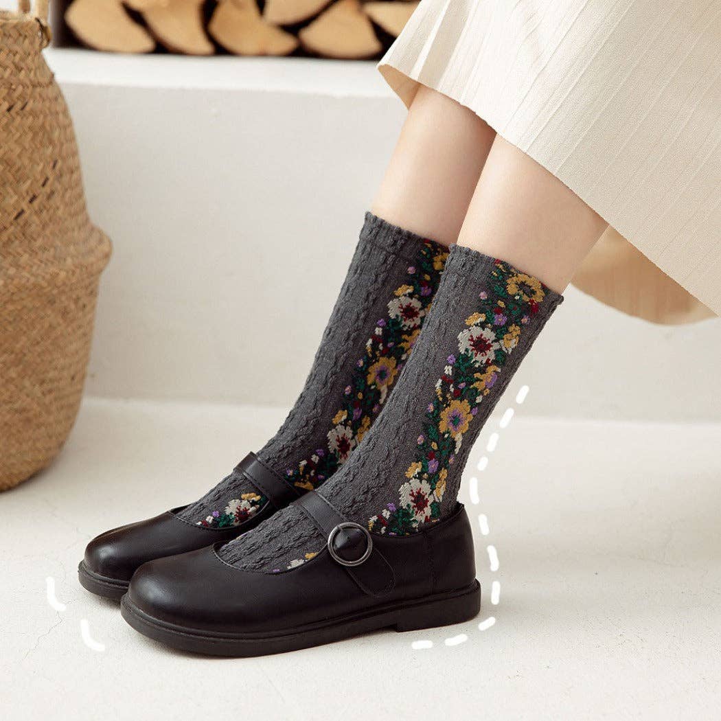 Vintage Floral Print Summer Socks / Rufia