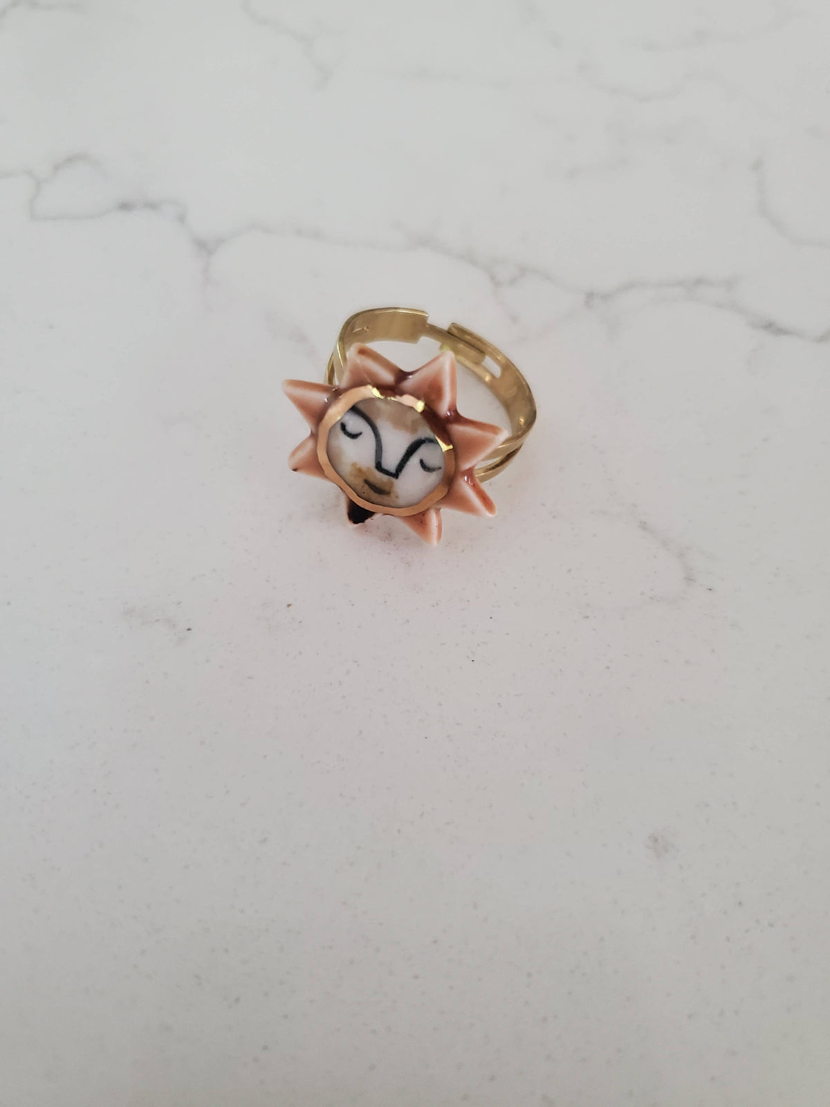 Porcelain Sun Statement Ring