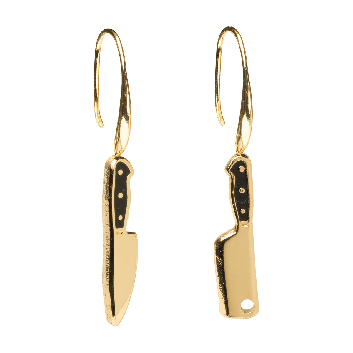 Knife & Cleaver Gold Drop Earrings | Foodie & Chef Gift