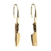 Knife & Cleaver Gold Drop Earrings | Foodie & Chef Gift