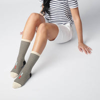 Cole Black and White Striped Crew Socks / Hooray Sock Co.
