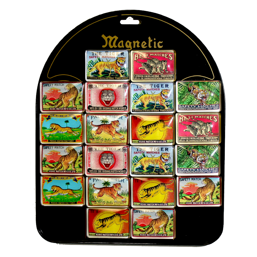 Vintage Tiger Matchbox Magnets