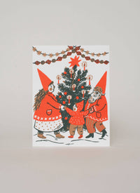 Christmas Gathering Letterpress Greeting Card by Phoebe Wahl