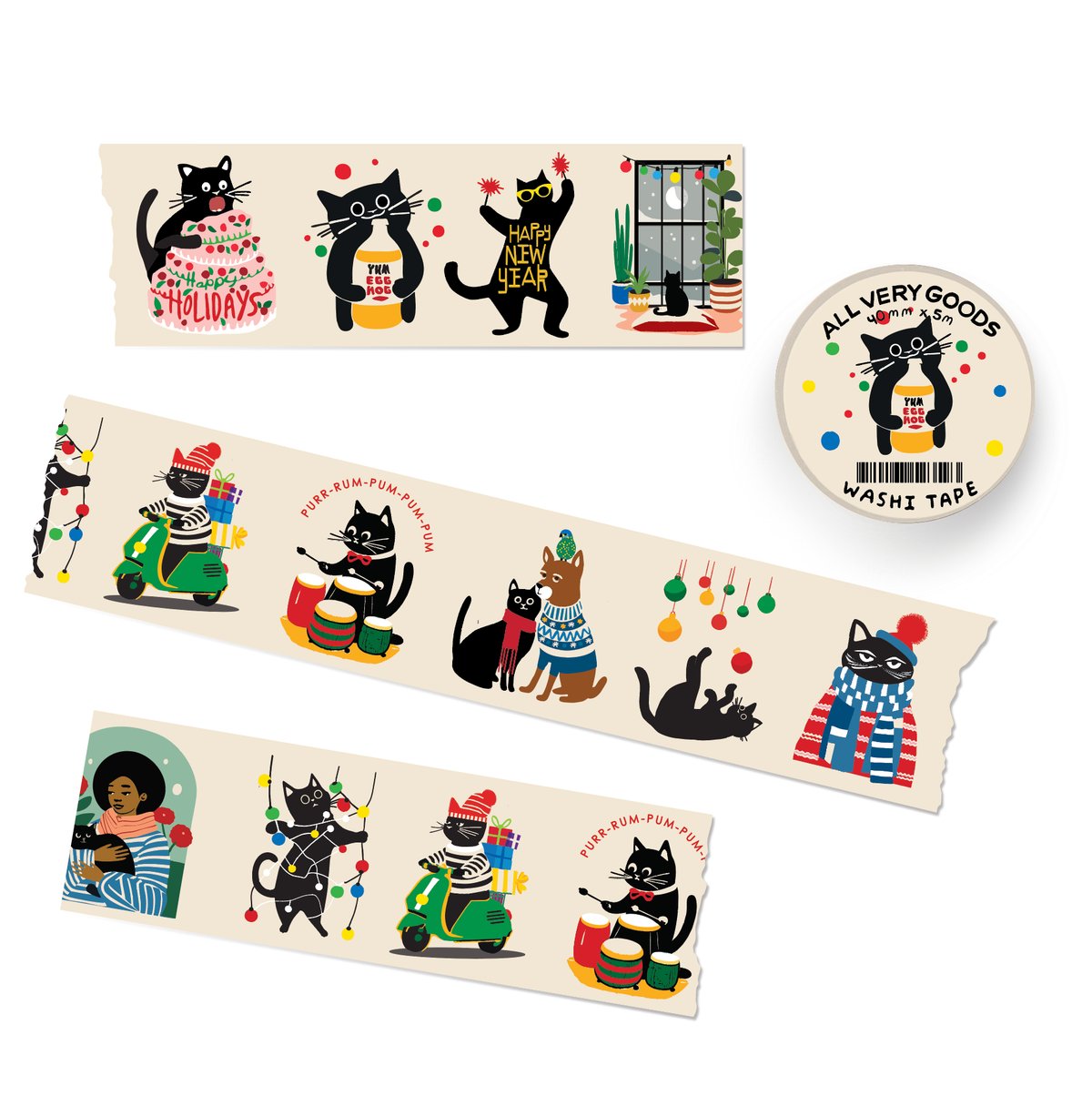 Holiday Washi Tape - Christmas Cats