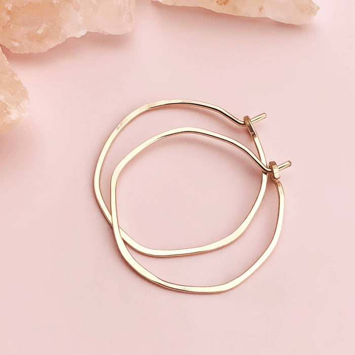 Minimal Imperfect Hoop Earrings - SMALL ORGANIC CIRCLE
