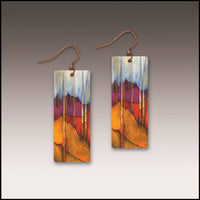 Trees and Hills Rectangle Handmade Earrings