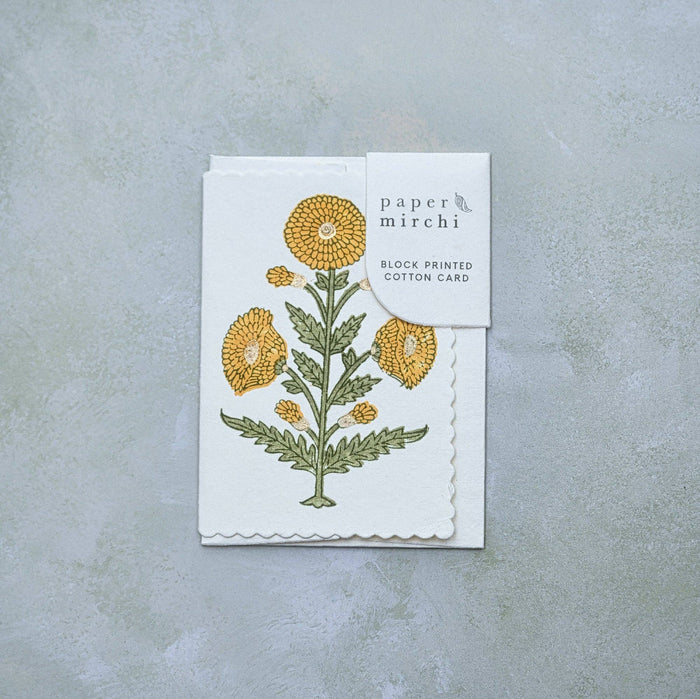 Block Printed Greeting Card - Genda Saffron