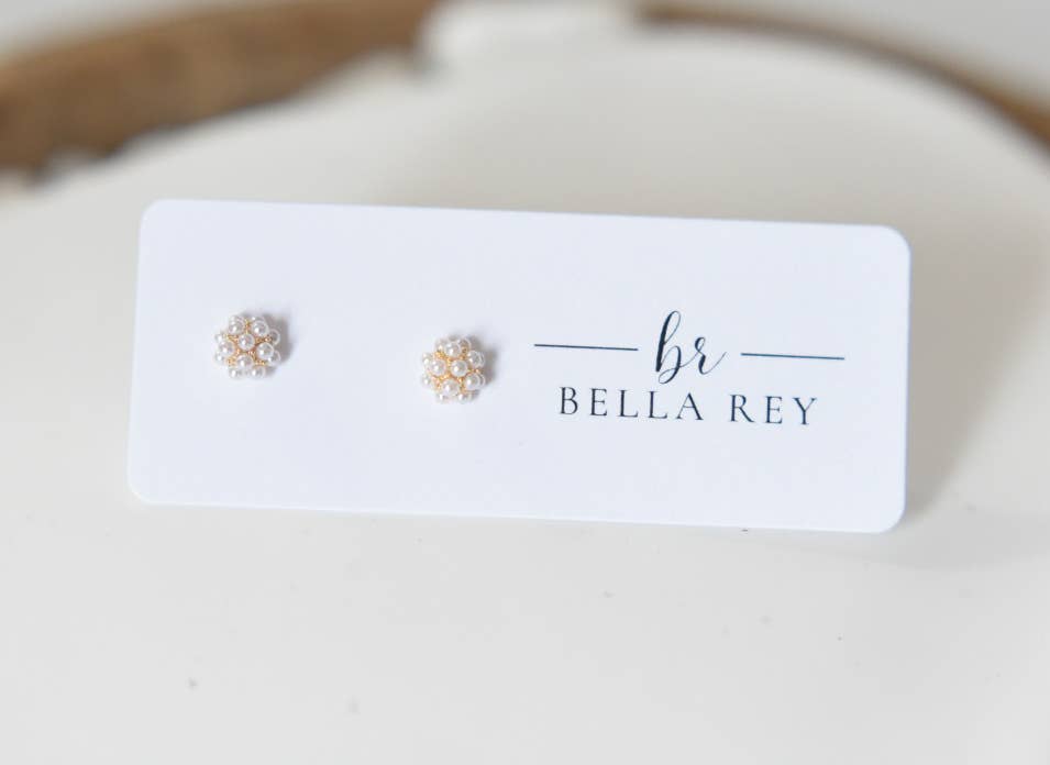 Lettie Pearl Cluster Stud Earrings / Bella Rey