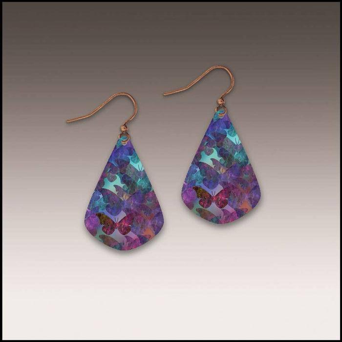 Purple Butterfly Pattern Short Drop Handmade Earrings