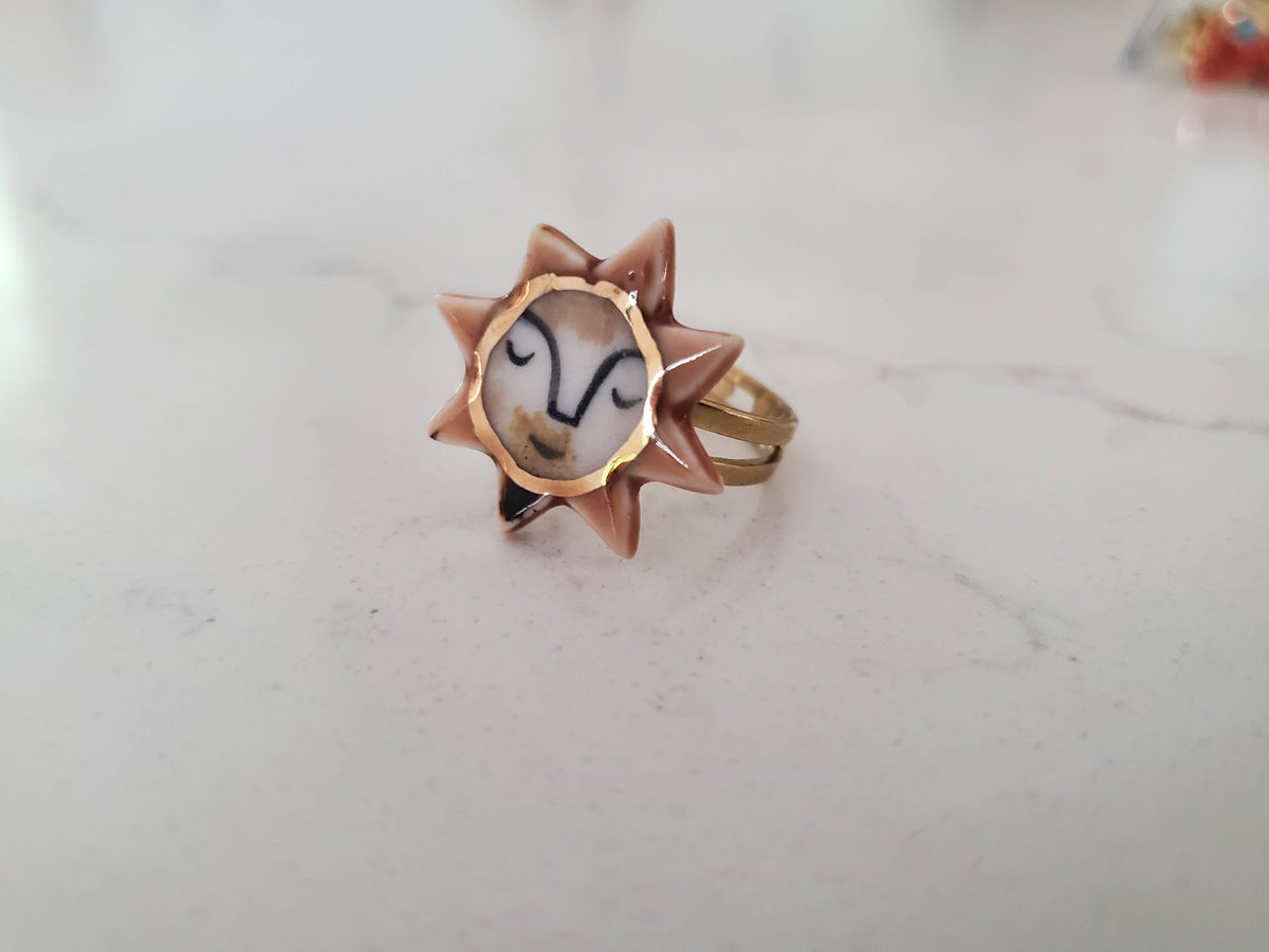 Porcelain Sun Statement Ring
