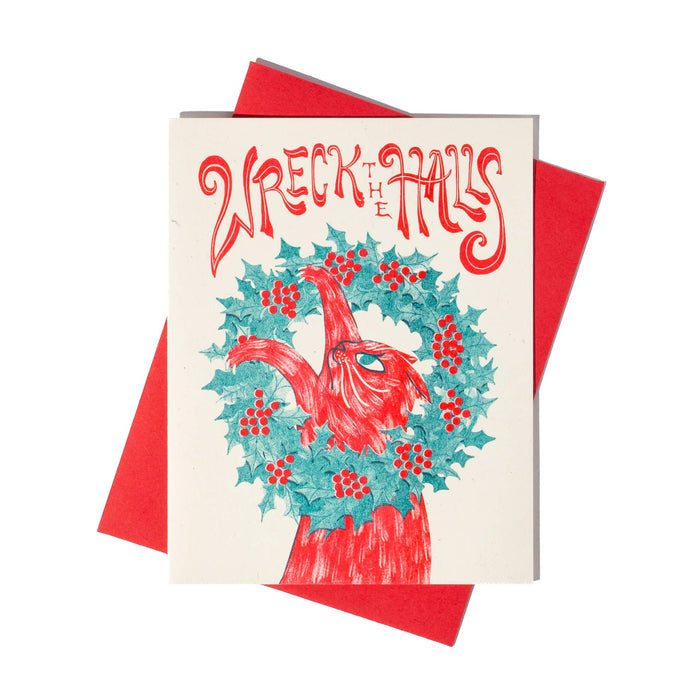 Wreck the Halls - Risograph Christmas Card