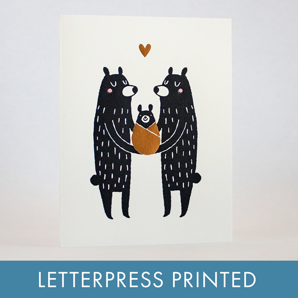 New Baby Bear Letterpress Greeting Card