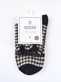 Rufia - Colorful Check Pattern Lace Socks: Grey / One Size