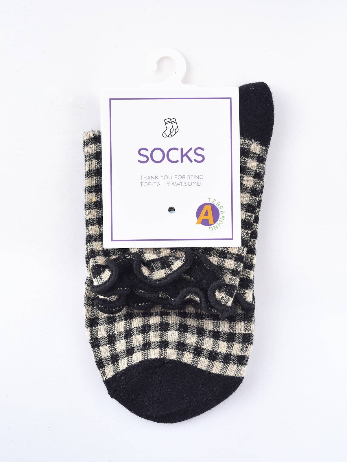 Rufia - Colorful Check Pattern Lace Socks: Orange / One Size