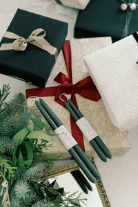 Forest Green | Dipped Beeswax Taper Candles | All Natural